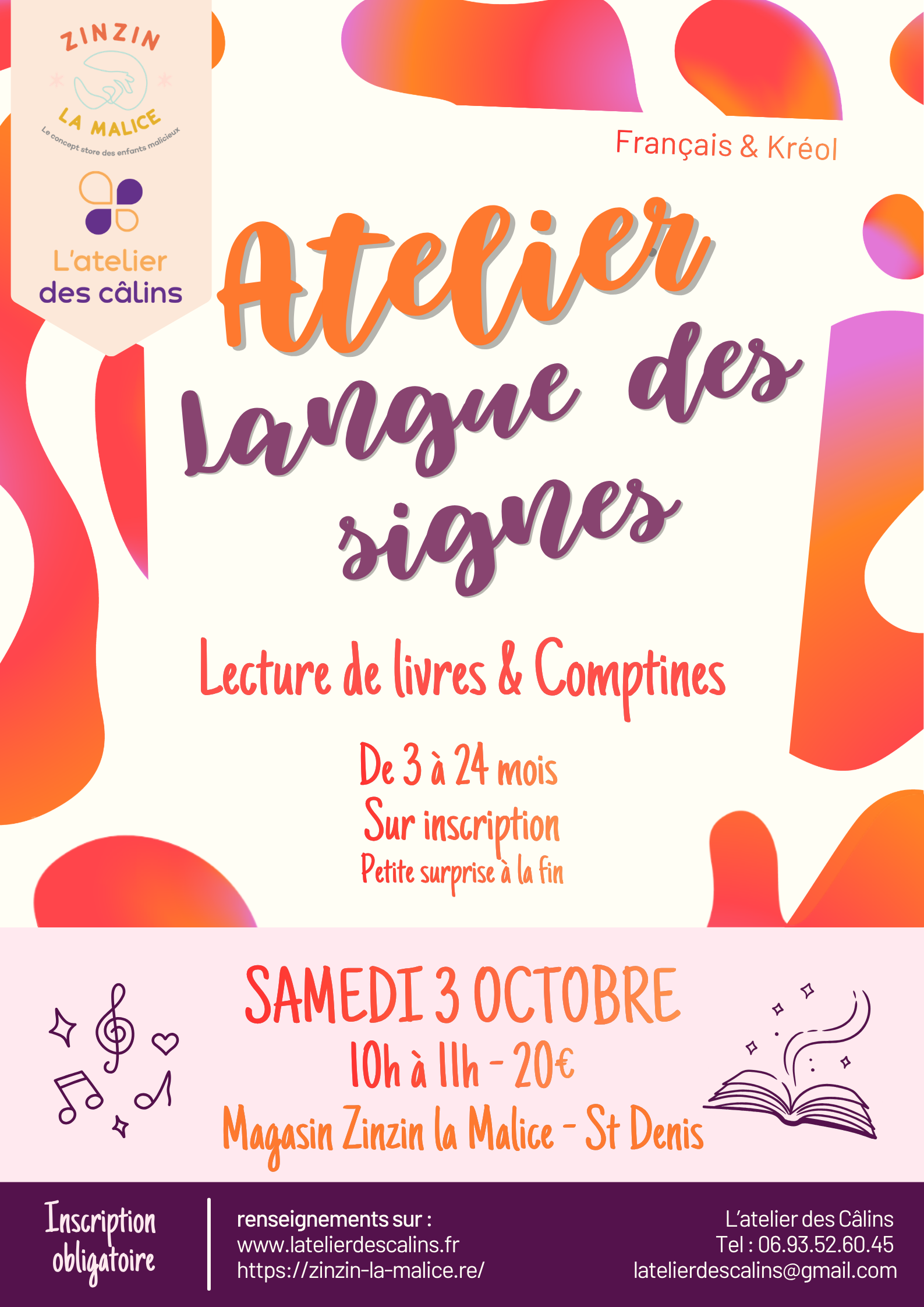 Affiche Atelier Langue des Signes x Zinzin la Malice - 3 octobre